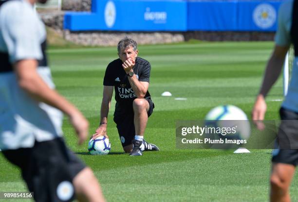 Leicester City manager Claude Puel during training as Leicester City Players Return to Pre-Season Training at Belvoir Drive Training Complex on July...