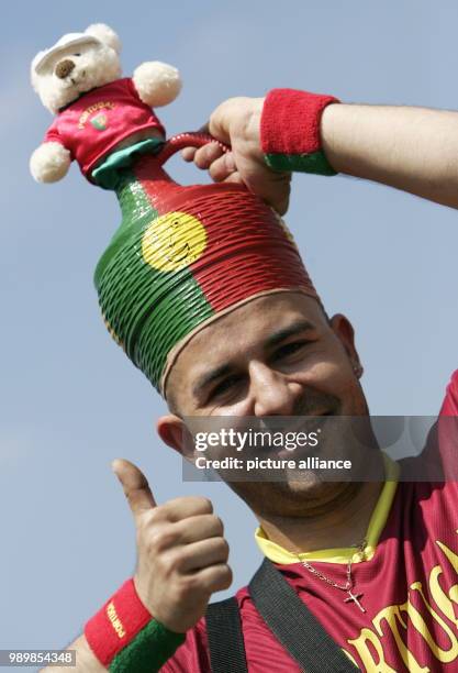 Supporter of Portugal prior to the group D match of the 2006 FIFA World Cup between Portugal and Iran in Frankfurt, Germany, Saturday 17 June 2006....