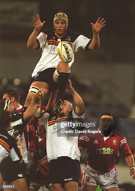 Daniel Vickerman of the ACT Brumbies wins the lineout ball during the match between the British and Irish Lions and the ACT Brumbies played at Bruce...