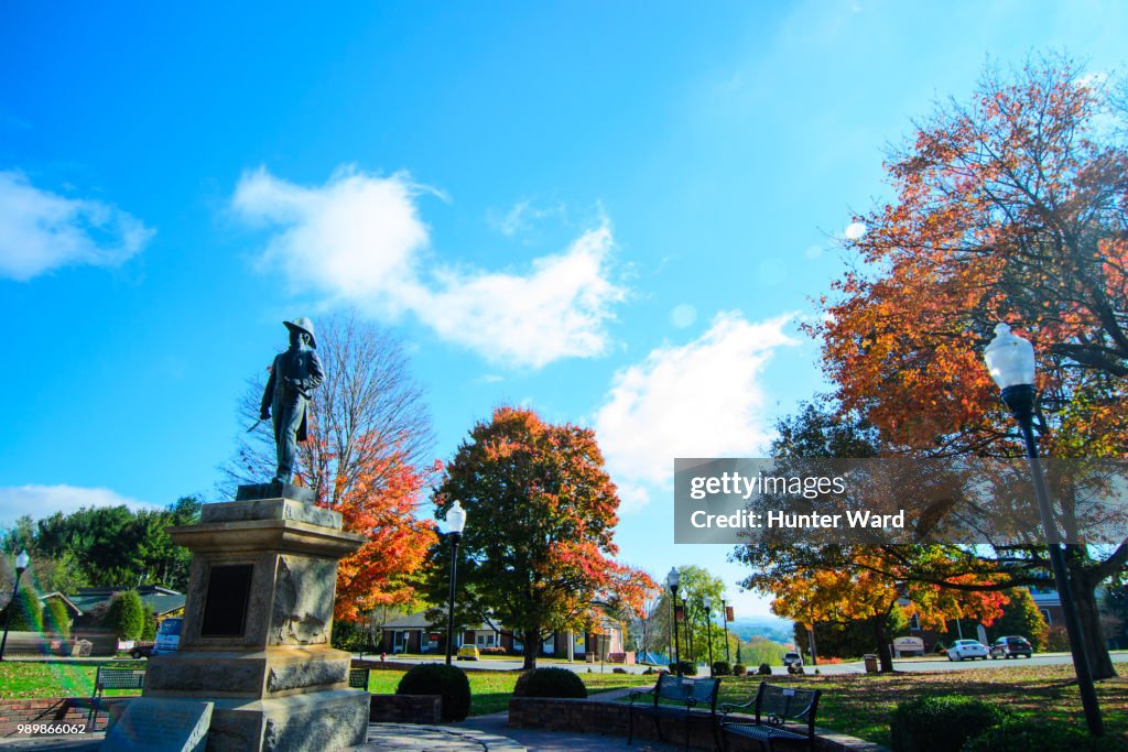 Downtown Burnsville, NC in the Fall