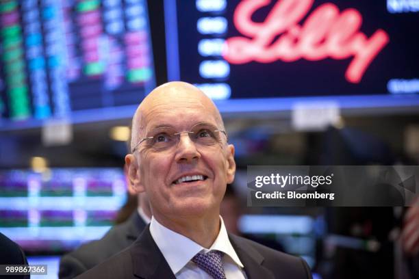 Jan Carlson, chief executive officer of Veoneer Inc., smiles during the company's first day of trading on the floor of the New York Stock Exchange in...