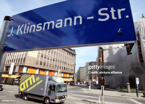 German soccer coach Juergen Klinsmann is honored with a temporary street name in downtown Hamburg called the "Juergen Klinsmann-Strasse" by a local...