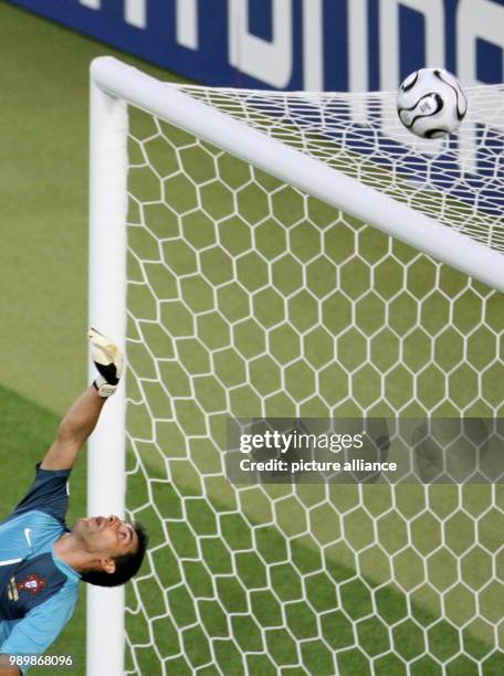 Goalkeeper of Portugal, Ricardo, makes a save during the 3rd place match of the 2006 FIFA World Cup between Germany and Portugal in Stuttgart,...