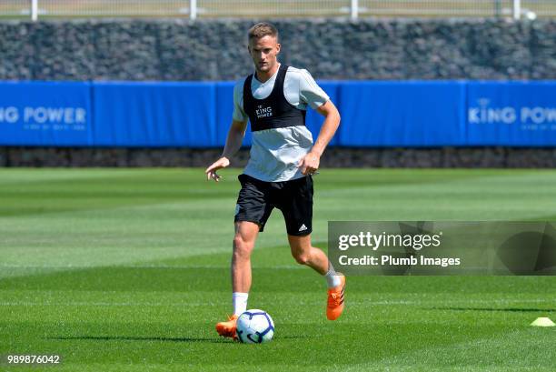 Andy King during training as Leicester City Players Return to Pre-Season Training at Belvoir Drive Training Complex on July 02 , 2018 in Leicester,...