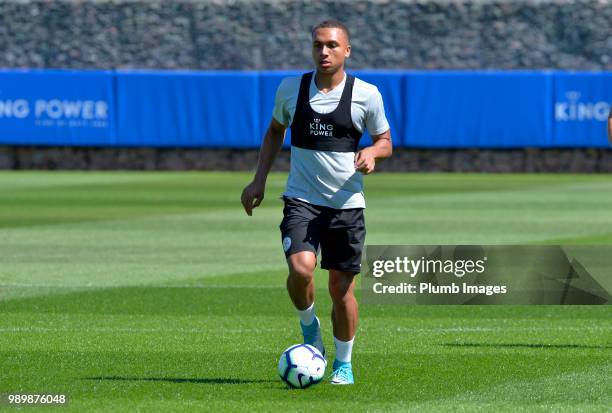 Layton Ndukwu during training as Leicester City Players Return to Pre-Season Training at Belvoir Drive Training Complex on July 02 , 2018 in...