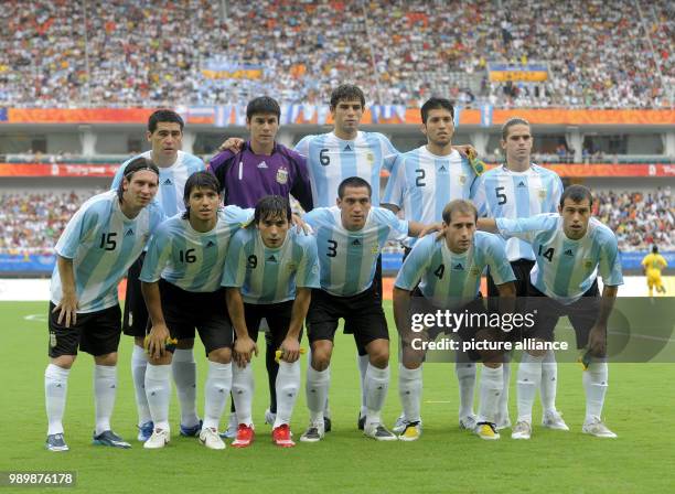 Summer Olympics 2008 Beijing football/soccer men preliminary round August 10th 2008 Argentina - Australia Team picture Argentina: Back from left:...