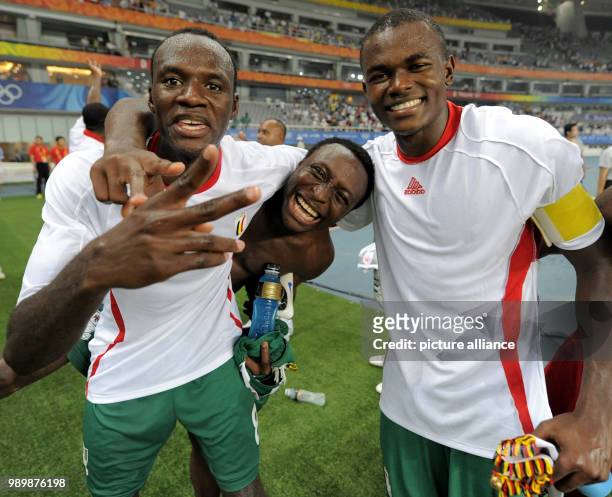 Summer Olympics 2008 Beijing football/soccer men semilfinal August 19th 2008 Nigeria - Belgium Sani Kaita , Chinedu Ogbuke Obasi and Victor Obinna...