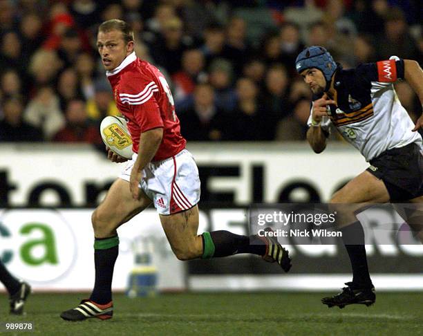 Matt Dawson of the British Lions on the burst during the match between the British and Irish Lions and the ACT Brumbies played at Bruce Stadium,...