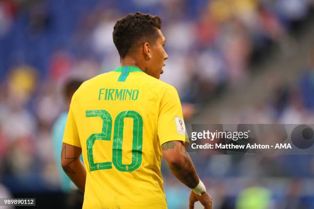 Roberto Firmino of Brazil in action during the 2018 FIFA World Cup Russia Round of 16 match between Brazil and Mexico at Samara Arena on July 2, 2018...