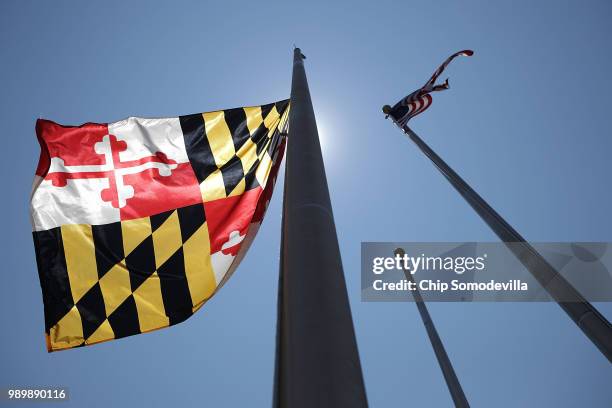 Maryland Governor Larry Hogan ordered the state flag flown at half-staff in honor of the victims of last week's shooting at the Annapolis Capitol...