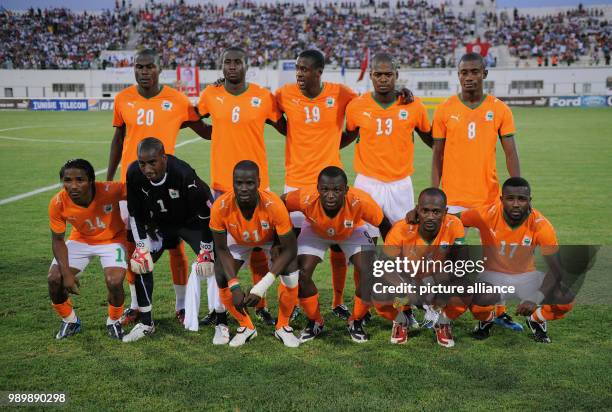 Football International test match August 12th 2009 Tunesia - Cote d'Ivoire Team picture, CIV Guy Demel, Souleyman Bamba, Gnegnery Yaya Toure, Romaric...