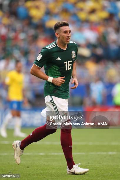 Hector Herrera of Mexico in action during the 2018 FIFA World Cup Russia Round of 16 match between Brazil and Mexico at Samara Arena on July 2, 2018...