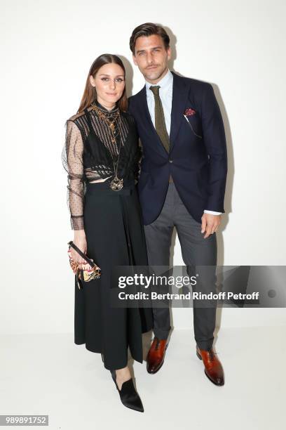 Actress Olivia Palermo and her husband model Johannes Huebl attend the Christian Dior Haute Couture Fall Winter 2018/2019 show as part of Paris...