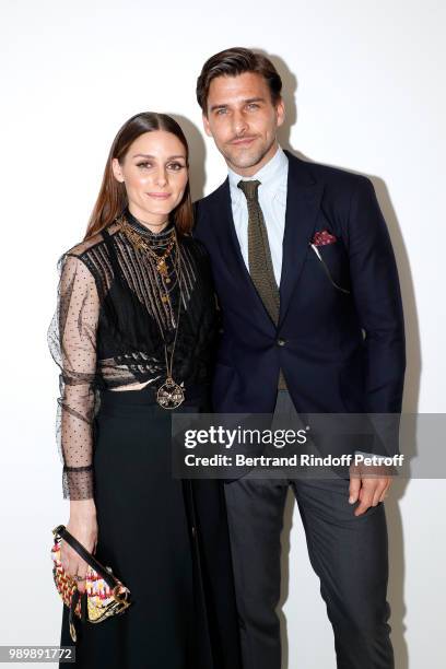 Actress Olivia Palermo and her husband model Johannes Huebl attend the Christian Dior Haute Couture Fall Winter 2018/2019 show as part of Paris...