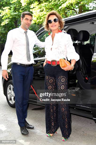 Nati Abascal is seen at the Giambattista Valli Haute Couture Fall Winter 2018/2019 Show on July 2, 2018 in Paris, France.