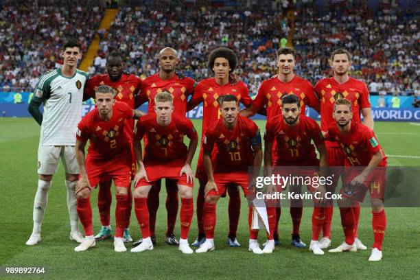 Belgium team pose for a team photo prior to the 2018 FIFA World Cup Russia Round of 16 match between Belgium and Japan at Rostov Arena on July 2,...