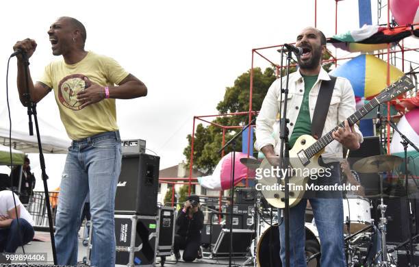 Tenda and Lorenzo of Giuda perform during 2018 Burger Boogaloo at Mosswood Park on July 1, 2018 in Oakland, California.