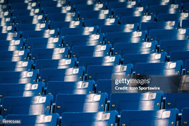 The bleachers / seats before the MLB game between the Detroit Tigers and the Toronto Blue Jays at Rogers Centre in on June 30, 2018 in Toronto,...