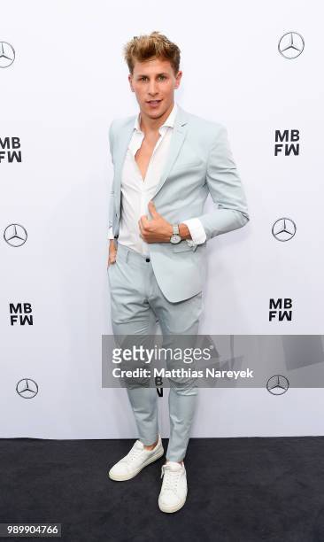 Lukas Sauer attends the Guido Maria Kretschmer show during the Berlin Fashion Week Spring/Summer 2019 at ewerk on July 2, 2018 in Berlin, Germany.