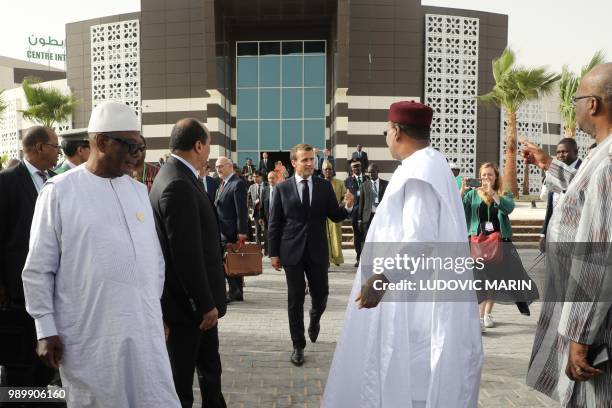 Mali's President Ibrahim Boubacar Keita, Mauritania President Mohamed Ould Abdel Aziz, French President Emmanuel Macron, Niger's President Mahamadou...