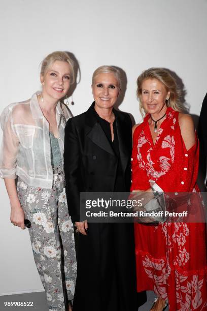 Wife of Italy's Ambassador to France, Giada Magliano, Stylist Maria Grazia Chiuri and guest pose after the Christian Dior Haute Couture Fall Winter...