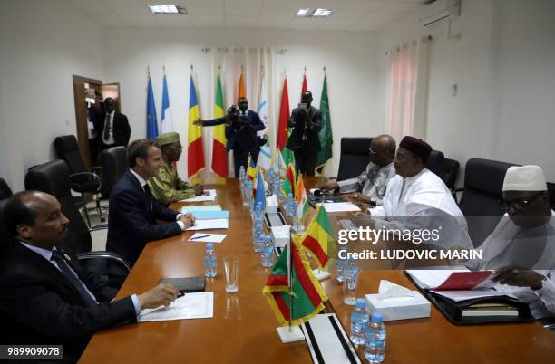 Mauritania president Mohamed Ould Abdel aziz, French president Emmanuel Macron, Tchad president Idriss Deby, Burkina Faso president Roch Marc...