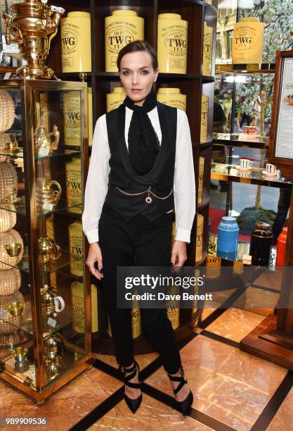 Victoria Pendleton attends the TWG Tea Gala Event in Leicester Square to celebrate the launch of TWG Tea in the UK on July 2, 2018 in London, England.