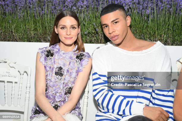 Olivia Palermo and Olivier Rousteing attend the Giambattista Valli Haute Couture Fall Winter 2018/2019 show as part of Paris Fashion Week on July 2,...