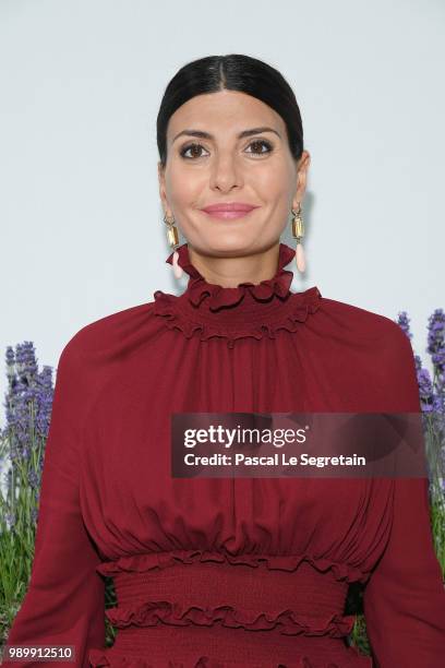 Giovanna Battaglia attends the Giambattista Valli Haute Couture Fall Winter 2018/2019 show as part of Paris Fashion Week on July 2, 2018 in Paris,...