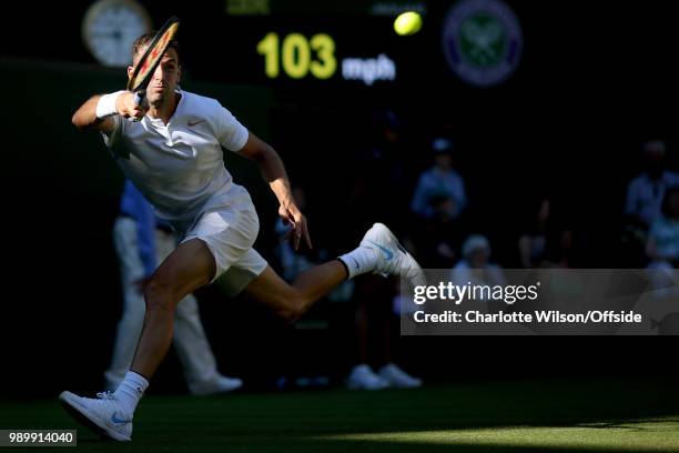 Stan Wawrinka v Grigor Dimitrov - Grigor Dimitrov at All England Lawn Tennis and Croquet Club on July 2, 2018 in London, England.