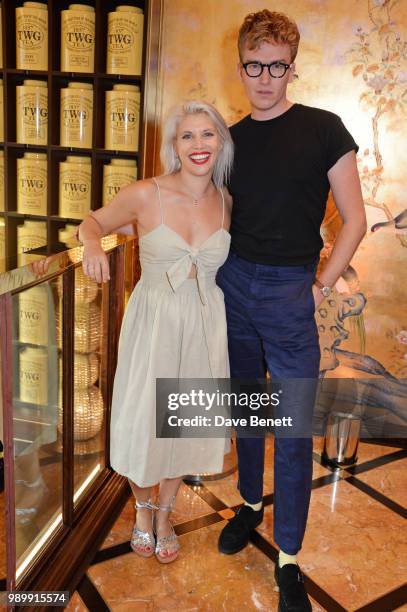 Pips Taylor and Fletcher Cowan attend the TWG Tea Gala Event in Leicester Square to celebrate the launch of TWG Tea in the UK on July 2, 2018 in...