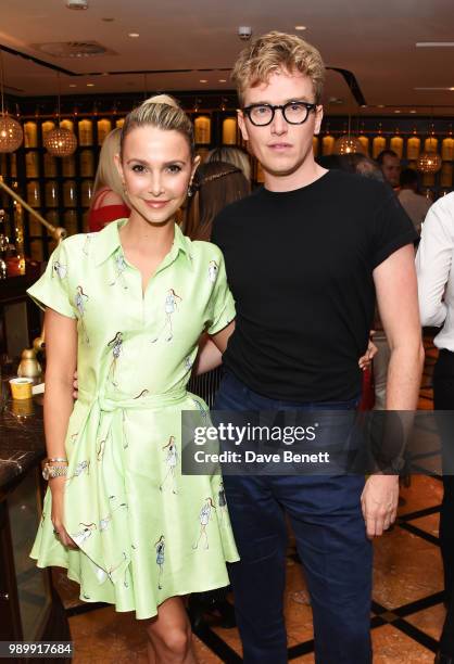 Sophie Hermann and Fletcher Cowan attend the TWG Tea Gala Event in Leicester Square to celebrate the launch of TWG Tea in the UK on July 2, 2018 in...