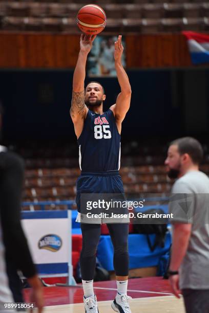 Jonathan Holmes of Team USA shoots the ball during the FIBA Basketball World Cup 2019 Americas practice on June 30, 2018 at Havana, Cuba. NOTE TO...