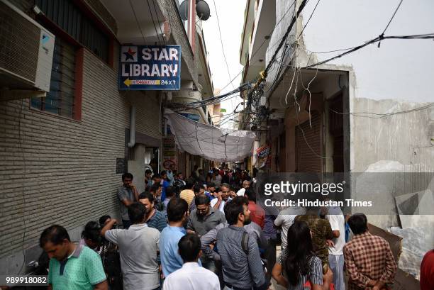 View of the house where 11 members of the Bhatia family allegedly committed suicide, at Burari on July 2, 2018 in New Delhi, India. A day after 11 of...