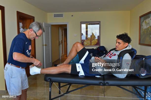 Nick Johnson of Team USA gets treatment before the FIBA Basketball World Cup 2019 Americas practice on June 30, 2018 at Havana, Cuba. NOTE TO USER:...