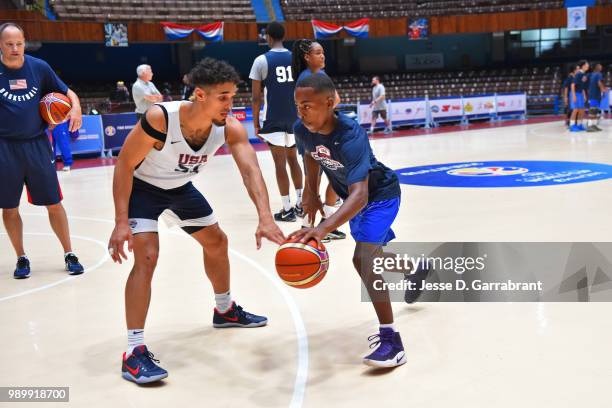 Nick Johnson of Team USA participates in a kids clinic as part of the FIBA Basketball World Cup 2019 Americas on June 30, 2018 at Havana, Cuba. NOTE...