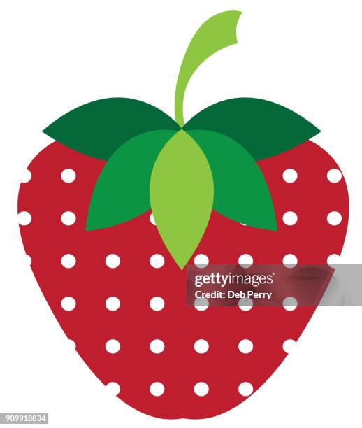 strawberry illustration with dot pattern against a white background - deb perry photos et images de collection