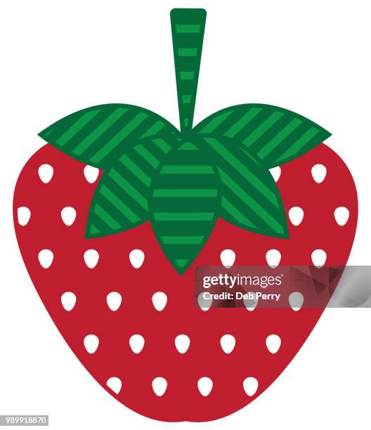 strawberry illustration with dot pattern against a white background - deb perry photos et images de collection