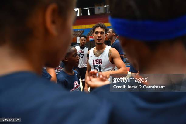 Nick Johnson of Team USA participates in a kids clinic as part of the FIBA Basketball World Cup 2019 Americas on June 30, 2018 at Havana, Cuba. NOTE...