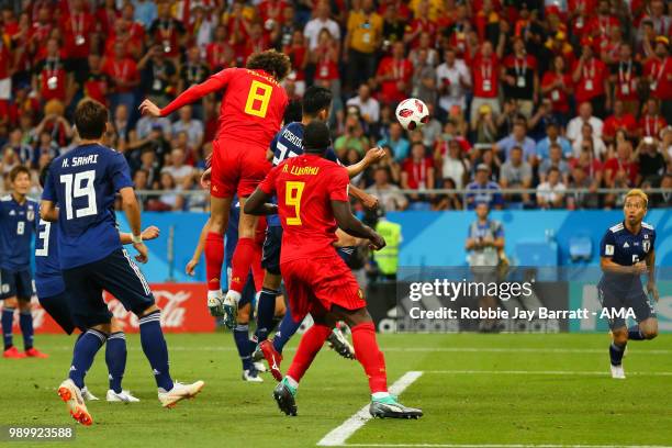 Marouane Fellaini of Belgium scores a goal to make it 2-2 during the 2018 FIFA World Cup Russia Round of 16 match between Belgium and Japan at Rostov...