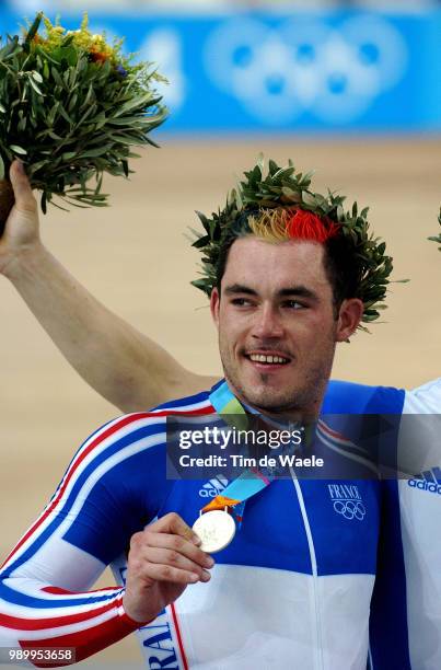 Track Piste Podium, Tournant Arnaud Silver Medal Medaille D'Argent Zilver Medaille Men 1Km Time Trial Final, Contre La Montre 1 Km Hommes, Tijdrit...
