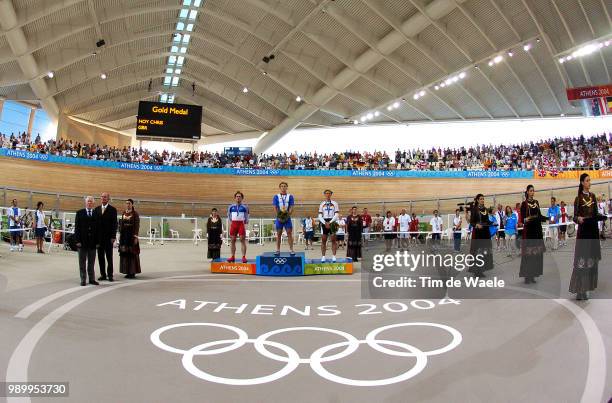 Track Piste Podium, Tournant Arnaud Silver Medal Medaille D'Argent Zilver Medaille, Hoy Chris Gold Medal Medaille D'Or Gouden Medaille, Nimke Stefan...