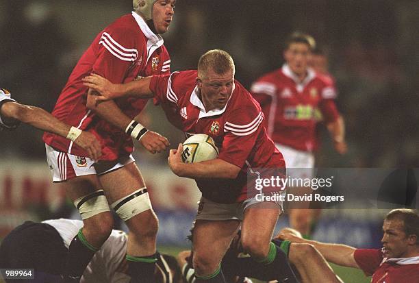 Dorian West of the British and Irish Lions in action during the match between the British and Irish Lions and the ACT Brumbies played at Bruce...