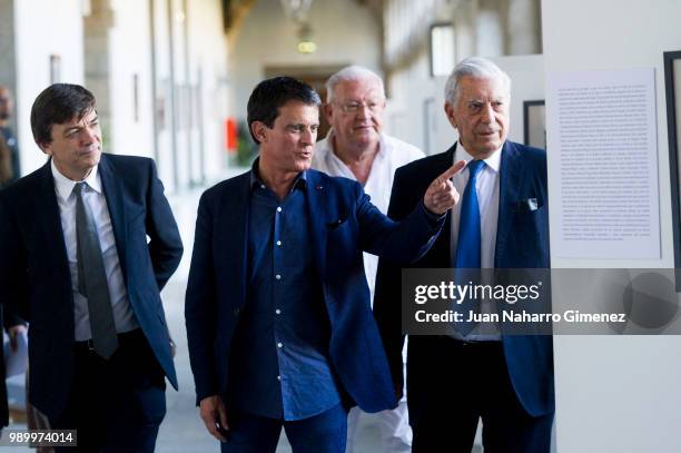 Manuel Valls and Mario Vargas Llosa attend El Escorial Summer Courses 2018 at Real Centro Universitario Escorial Maria Cristina on July 2, 2018 in El...