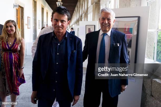 Manuel Valls and Mario Vargas Llosa attend El Escorial Summer Courses 2018 at Real Centro Universitario Escorial Maria Cristina on July 2, 2018 in El...