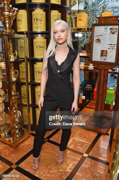 Alice Chater attends the TWG Tea Gala Event in Leicester Square to celebrate the launch of TWG Tea in the UK on July 2, 2018 in London, England.