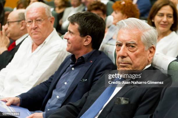 Manuel Valls and Mario Vargas Llosa attend El Escorial Summer Courses 2018 at Real Centro Universitario Escorial Maria Cristina on July 2, 2018 in El...