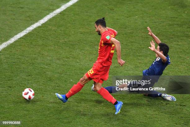 Nacer Chadli of Belgium scores his team's third goal during the 2018 FIFA World Cup Russia Round of 16 match between Belgium and Japan at Rostov...