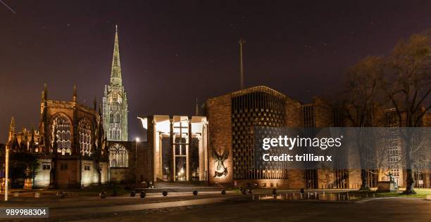 coventry cathedral old and new - old cathdral stock pictures, royalty-free photos & images