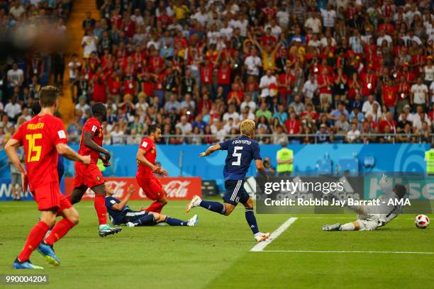 Nacer Chadli of Belgium scores a goal to make it 3-2 during the 2018 FIFA World Cup Russia Round of 16 match between Belgium and Japan at Rostov...